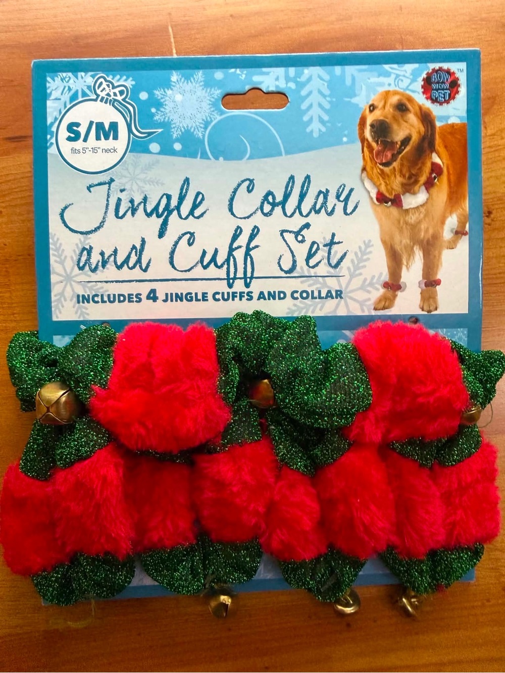 Jingle Collar and Cuff Set - Red and Green Holiday Pet Accessory